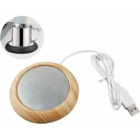 USB Coffee Mug Heater Coaster, Insulation For Desktop Drink And Tea Cup, Waterproof Glass Heater Panel For Office And Home (Light Wood Grain) 2 USB Coffee Mug Heater Coaster, Insulation For Desktop Drink And Tea Cup, Waterproof Glass Heater Panel For Office And Home (Light Wood Grain) - Image 2