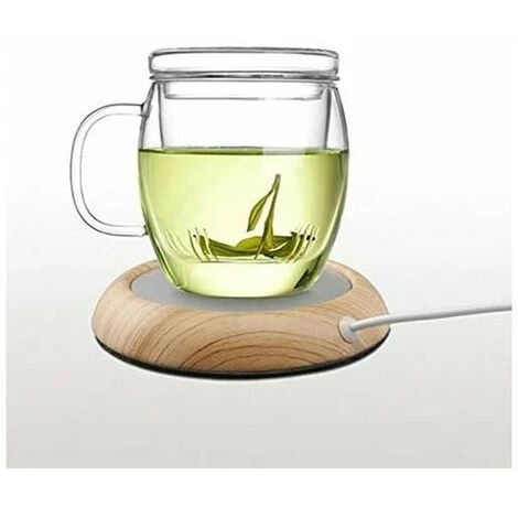USB Coffee Mug Heater Coaster, Insulation For Desktop Drink And Tea Cup, Waterproof Glass Heater Panel For Office And Home (Light Wood Grain) 4 USB Coffee Mug Heater Coaster, Insulation For Desktop Drink And Tea Cup, Waterproof Glass Heater Panel For Office And Home (Light Wood Grain) - Image 4