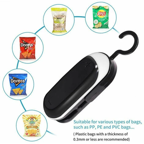 2 In 1 Portable Mini Heat Sealer, Vacuum Sealer And Cutter, For Food Storage And Plastic Bags, 2 Pack Black 3 2 In 1 Portable Mini Heat Sealer, Vacuum Sealer And Cutter, For Food Storage And Plastic Bags, 2 Pack Black - Image 3