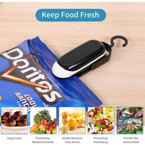 2 In 1 Portable Mini Heat Sealer, Vacuum Sealer And Cutter, For Food Storage And Plastic Bags, 2 Pack Black 4 2 In 1 Portable Mini Heat Sealer, Vacuum Sealer And Cutter, For Food Storage And Plastic Bags, 2 Pack Black - Image 4