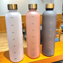 Gold Water Bottle 1 Liter Leak Proof Suitable For BPA Free Fizzy Drink Reminder With Motivational Time Marker 7 Gold Water Bottle 1 Liter Leak Proof Suitable For BPA Free Fizzy Drink Reminder With Motivational Time Marker -Kitchen Appliances Store 100284912 3