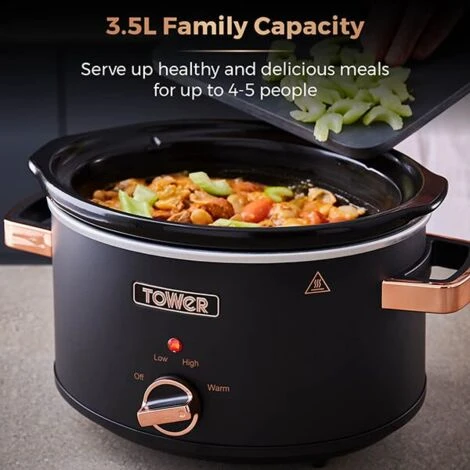 Tower Cavaletto 3.5 Litre Slow Cooker Black 3 Tower Cavaletto 3.5 Litre Slow Cooker Black - Image 3