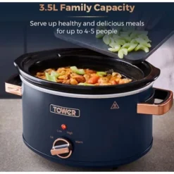 Tower Cavaletto 3.5 Litre Slow Cooker Midnight Blue -Kitchen Appliances Store 100996069 3