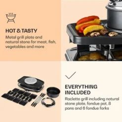 Klarstein Entrecote 2-in-1 Raclette Grill & Fondue Natural Stone 1100W 8 Persons 9 Klarstein Entrecote 2-in-1 Raclette Grill & Fondue Natural Stone 1100W 8 Persons -Kitchen Appliances Store 14842193 5