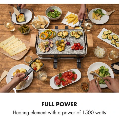 Klarstein Prime Rib Raclette Grill 8 Pers. 1500 W Natural Stone Plate Stainless Steel Wooden Feet 2 Klarstein Prime Rib Raclette Grill 8 Pers. 1500 W Natural Stone Plate Stainless Steel Wooden Feet - Image 2