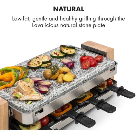 Klarstein Prime Rib Raclette Grill 8 Pers. 1500 W Natural Stone Plate Stainless Steel Wooden Feet 3 Klarstein Prime Rib Raclette Grill 8 Pers. 1500 W Natural Stone Plate Stainless Steel Wooden Feet - Image 3