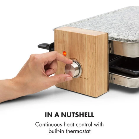 Klarstein Prime Rib Raclette Grill 8 Pers. 1500 W Natural Stone Plate Stainless Steel Wooden Feet 5 Klarstein Prime Rib Raclette Grill 8 Pers. 1500 W Natural Stone Plate Stainless Steel Wooden Feet - Image 5