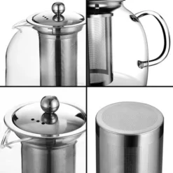 Monzana Teapot With Sieve Insert 1,5l Tea Maker Made Of Borosilicate Glass Stainless Steel Lid Dishwasher-Safe Heat-Resistant -Kitchen Appliances Store 25899130 3