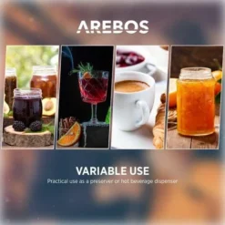 AREBOS Automatic Canning Machine 1800 W Canning Pot 28 L With Timer, Thermostat & Overheating Protection Stepless Temperature Adjustment 30-110 °C Timer 20-120 Min. -Kitchen Appliances Store 28598120 5