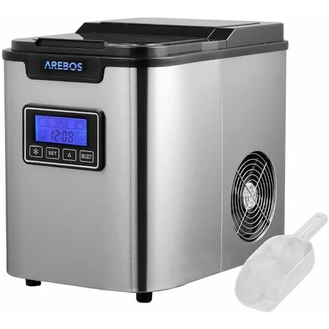 AREBOS Ice Cube Maker 12 Kg / 24 H 10-15 Minutes Production Time 3 Ice Cube Sizes 1 AREBOS Ice Cube Maker 12 Kg / 24 H 10-15 Minutes Production Time 3 Ice Cube Sizes