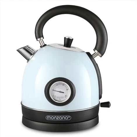 Monzana Electric Retro Kettle 1.8L Cordless Vintage 2200 W Boil Dry Protection Black Cream Blue Blue 1 Monzana Electric Retro Kettle 1.8L Cordless Vintage 2200 W Boil Dry Protection Black Cream Blue Blue