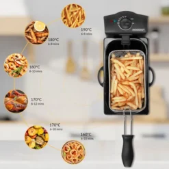 Deuba Deep Fryer 3 L Capacity 2000 W Power Stainless Steel Viewing Window Temperature Controller Kitchen Dishwasher-Safe -Kitchen Appliances Store 36812198 3