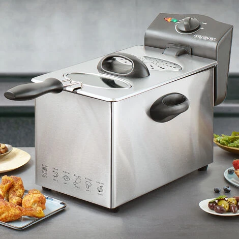 Monzana Deep Fryer 4 Liters Stainless Steel With Oil 2000 Watts Removable Oil Container Adjustable Temperature Cold Zone Technology 2 Monzana Deep Fryer 4 Liters Stainless Steel With Oil 2000 Watts Removable Oil Container Adjustable Temperature Cold Zone Technology - Image 2
