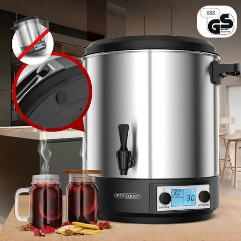 Monzana Automatic Preserving Machine 28L Continuous Temperature Controller 30-100°C Timer Tap For 14 Glasses Mulled Wine Cooker 1800W 28L Mit LCD Und Timer (de) 2 Monzana Automatic Preserving Machine 28L Continuous Temperature Controller 30-100°C Timer Tap For 14 Glasses Mulled Wine Cooker 1800W 28L Mit LCD Und Timer (de) - Image 2