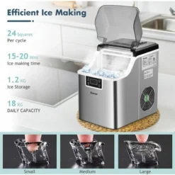 Countertop Ice Maker Portable Ice Cube Making Machine 18KG/24H Home Office Bar -Kitchen Appliances Store 37886705 4