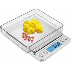 LITZEE Digital Kitchen Scales, Digital Kitchen Weighing Scales, Electronic Food Scale, Ultra Slim Design, LCD Display, Compact Storage, Easy Clean, Silver