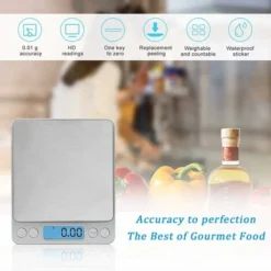 LITZEE Digital Kitchen Scales, Digital Kitchen Weighing Scales, Electronic Food Scale, Ultra Slim Design, LCD Display, Compact Storage, Easy Clean, Silver -Kitchen Appliances Store 42290588 5