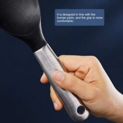 LITZEE Silicone Stainless Steel Rice Serving Spoon With Hanging Hole Non-stick Kitchen Tool Black And Silver -Kitchen Appliances Store 42690690 5