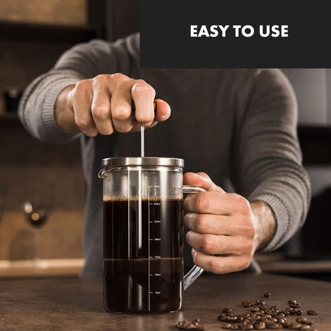 Klarstein Glaswerk Ristretto, French Press, 0.35 Litre, Borosilicate Glass, Stainless Steel, Walnut Wood 3 Klarstein Glaswerk Ristretto, French Press, 0.35 Litre, Borosilicate Glass, Stainless Steel, Walnut Wood - Image 3