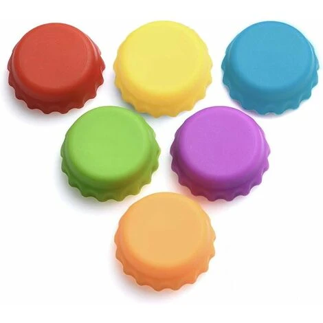 LITZEE 6pcs Silicone Crown Caps, Bottle Stopper, Eco-friendly Silicone Stopper, Reusable Beer Stopper Random Colour 1 LITZEE 6pcs Silicone Crown Caps, Bottle Stopper, Eco-friendly Silicone Stopper, Reusable Beer Stopper Random Colour