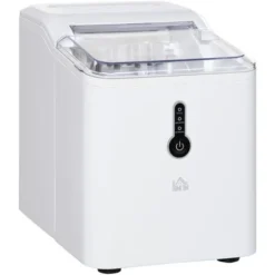 HOMCOM 12kg Ice Maker Machine Counter Top Home Drink Equipment W/ Basket White