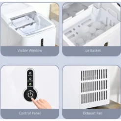 HOMCOM 12kg Ice Maker Machine Counter Top Home Drink Equipment W/ Basket White -Kitchen Appliances Store 45484038 4