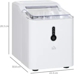 HOMCOM 12kg Ice Maker Machine Counter Top Home Drink Equipment W/ Basket White -Kitchen Appliances Store 45484038 5