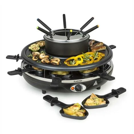 Klarstein Fonduelette Raclette And Fondue 1350W 1 Litre 38 Cm Ø For 8 Persons 1 Klarstein Fonduelette Raclette And Fondue 1350W 1 Litre 38 Cm Ø For 8 Persons