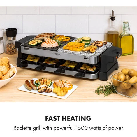 Klarstein Sirloin Raclette 1500W Aluminum / Stone 8 People LED 2 Klarstein Sirloin Raclette 1500W Aluminum / Stone 8 People LED - Image 2