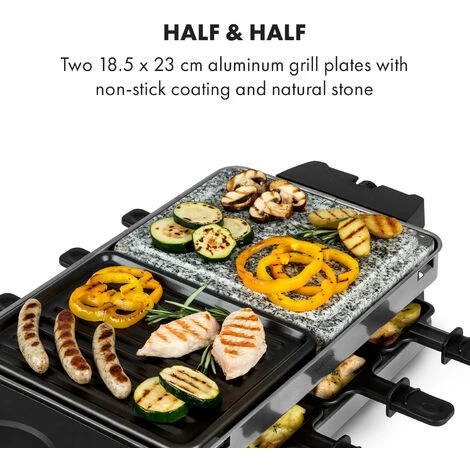 Klarstein Sirloin Raclette 1500W Aluminum / Stone 8 People LED 4 Klarstein Sirloin Raclette 1500W Aluminum / Stone 8 People LED - Image 4