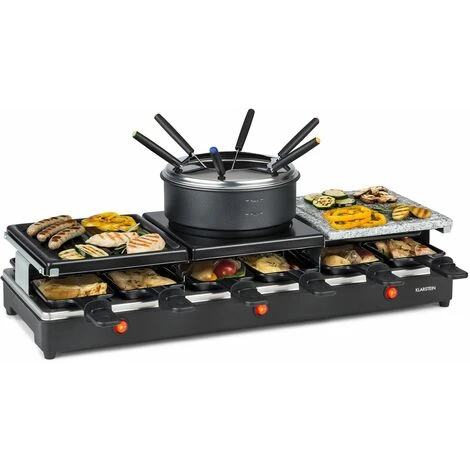 Klarstein Fonduelette XL, 3-in-1 Raclette Grill & Fondue, Natural Stone, 1650W, 12 People 1 Klarstein Fonduelette XL, 3-in-1 Raclette Grill & Fondue, Natural Stone, 1650W, 12 People