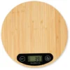 Relaxdays Kitchen Scale Digital, Bamboo, LCD Display, Tare, 5 Kg, Circular Design, 20 Cm Diameter, Natural Wood Colour