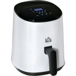 HOMCOM Air Fryer 1300W 2.5L With Digital Display Timer For Low Fat Cooking White