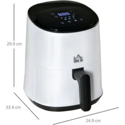 HOMCOM Air Fryer 1300W 2.5L With Digital Display Timer For Low Fat Cooking White -Kitchen Appliances Store 50316106 5