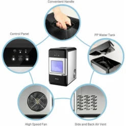 COSTWAY Nugget Ice Maker, Lighting Automatic Self-Cleaning Ice Cube Maker, 18Kg Ice In 24 Hours, 3.7 L Water Tank, Counter Top Ice Making Machine With Stainless Steel Ice Scoop 8 COSTWAY Nugget Ice Maker, Lighting Automatic Self-Cleaning Ice Cube Maker, 18Kg Ice In 24 Hours, 3.7 L Water Tank, Counter Top Ice Making Machine With Stainless Steel Ice Scoop -Kitchen Appliances Store 51037385 4