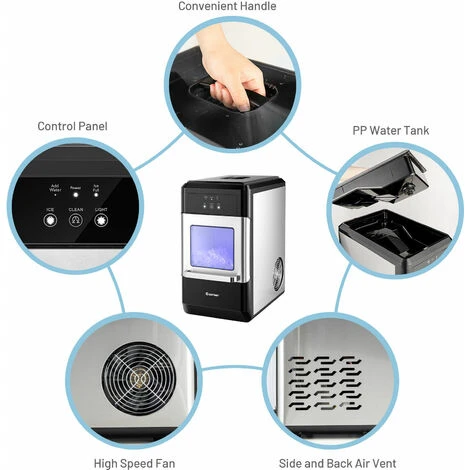 COSTWAY Nugget Ice Maker, Lighting Automatic Self-Cleaning Ice Cube Maker, 18Kg Ice In 24 Hours, 3.7 L Water Tank, Counter Top Ice Making Machine With Stainless Steel Ice Scoop 4 COSTWAY Nugget Ice Maker, Lighting Automatic Self-Cleaning Ice Cube Maker, 18Kg Ice In 24 Hours, 3.7 L Water Tank, Counter Top Ice Making Machine With Stainless Steel Ice Scoop - Image 4
