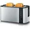 Severin AT2590 4 Slice Long Slot Stainless Steel Toaster 1400W