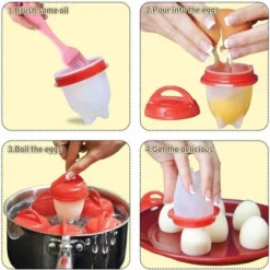 LangRay Egg Cooker, Silicone Non-Stick, Egg Cup For Boiling Eggs (Red (Pack Of 6)) -Kitchen Appliances Store 51800849 5