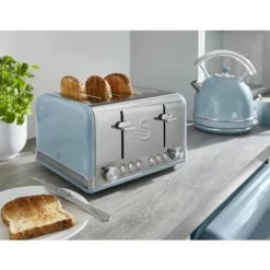 Swan 4 Slice Retro Blue Toaster -Kitchen Appliances Store 53434755 5