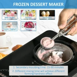 HOMCOM Ice Cream Maker Machine 1.5L Sorbet Milkshake Frozen Yoghurt Gelato Maker -Kitchen Appliances Store 53964742 4