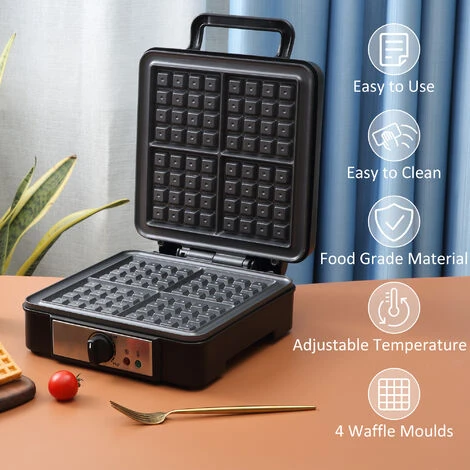 HOMCOM 4 Slice Waffle Maker W/ Deep Cooking Plate Adjustable Temperature1200W 4 HOMCOM 4 Slice Waffle Maker W/ Deep Cooking Plate Adjustable Temperature1200W - Image 4