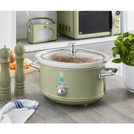 Swan 3.5L Slow Cooker Retro Green 5 Swan 3.5L Slow Cooker Retro Green - Image 5