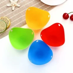 Egg Poacher, Poached Egg Maker, Non-Stick Poached Eggs Cups, Microwave Egg Poacher, BPA Co.ukee Silicone Egg Poacher Cups, Set Of 4, Blue, Green, Yellow, Rose Red -Kitchen Appliances Store 54897039 4