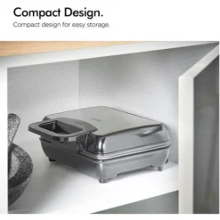 VonShef Waffle Maker, Dual Belgian Waffle Easy Clean Non-Stick Coated Plates & Automatic Temperature Control, Compact Stainless Steel Design – 1000W -Kitchen Appliances Store 54924479 5