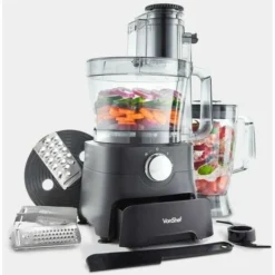 VonShef Food Processor – 1000W Multifunctional 8in1 Chopper, Mixer With Dough Blade, Spatula, Shredder, Medium / Fine Grater & Slicer – 3.5L Bowl & 1.8L Jug - 2 Speed Settings & Pulse Function