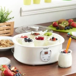 VonShef Automatic Digital Yoghurt Maker Electric With Digital LCD Display Screen, Temperature Settings, 7 X 200ml Jars & Lids For Natural Healthy, Sweet, Homemade Desserts - 1.5L Capacity - White 7 VonShef Automatic Digital Yoghurt Maker Electric With Digital LCD Display Screen, Temperature Settings, 7 X 200ml Jars & Lids For Natural Healthy, Sweet, Homemade Desserts - 1.5L Capacity - White -Kitchen Appliances Store 54924535 3