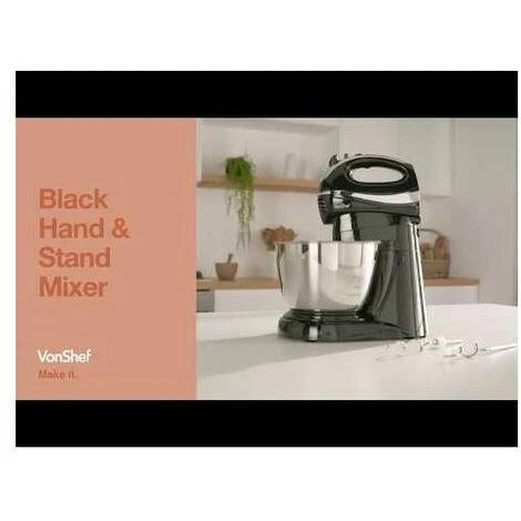 VonShef 2 In 1 Twin Hand And Stand Mixer 300W With Detachable Mixing Function, Non Slip Feet, 5 Speeds, Eject & Turbo Button - Includes 3.5L Capacity Bowl, 2X Beaters, 2X Dough Hooks & Balloon Whisk 5 VonShef 2 In 1 Twin Hand And Stand Mixer 300W With Detachable Mixing Function, Non Slip Feet, 5 Speeds, Eject & Turbo Button - Includes 3.5L Capacity Bowl, 2X Beaters, 2X Dough Hooks & Balloon Whisk - Image 5