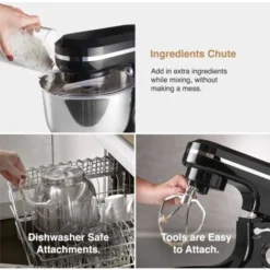 VonShef Black Food Mixer - Electric 8 Speed 1000W Stand Mixer, 4.5L Stainless Steel Mixing Bowl, Beater, Dough Hook & Balloon Whisk For Baking -Kitchen Appliances Store 54924574 4