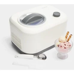 VonShef Ice Cream & Gelato Maker - For Sweet Treats Like Ice Cream, Gelato, Sorbet & Frozen Yoghurt - 1L Electric Dessert Machine 100W With 1 Hour Fast Operation - Easy Clean Removable Bowl & Recipes