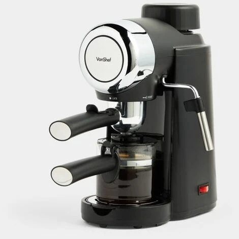 VonShef 4 Bar Espresso Machine - Black Coffee Maker With 4 Cup Capacity, Removable Easy Clean Drip Tray, Stainless Steel Filter, Control Dial & Milk Frothing For Espressos, Cappuccinos & Lattes - 800W 1 VonShef 4 Bar Espresso Machine - Black Coffee Maker With 4 Cup Capacity, Removable Easy Clean Drip Tray, Stainless Steel Filter, Control Dial & Milk Frothing For Espressos, Cappuccinos & Lattes - 800W